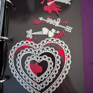 Source Unknown Silver and Red Heart Decor Accents